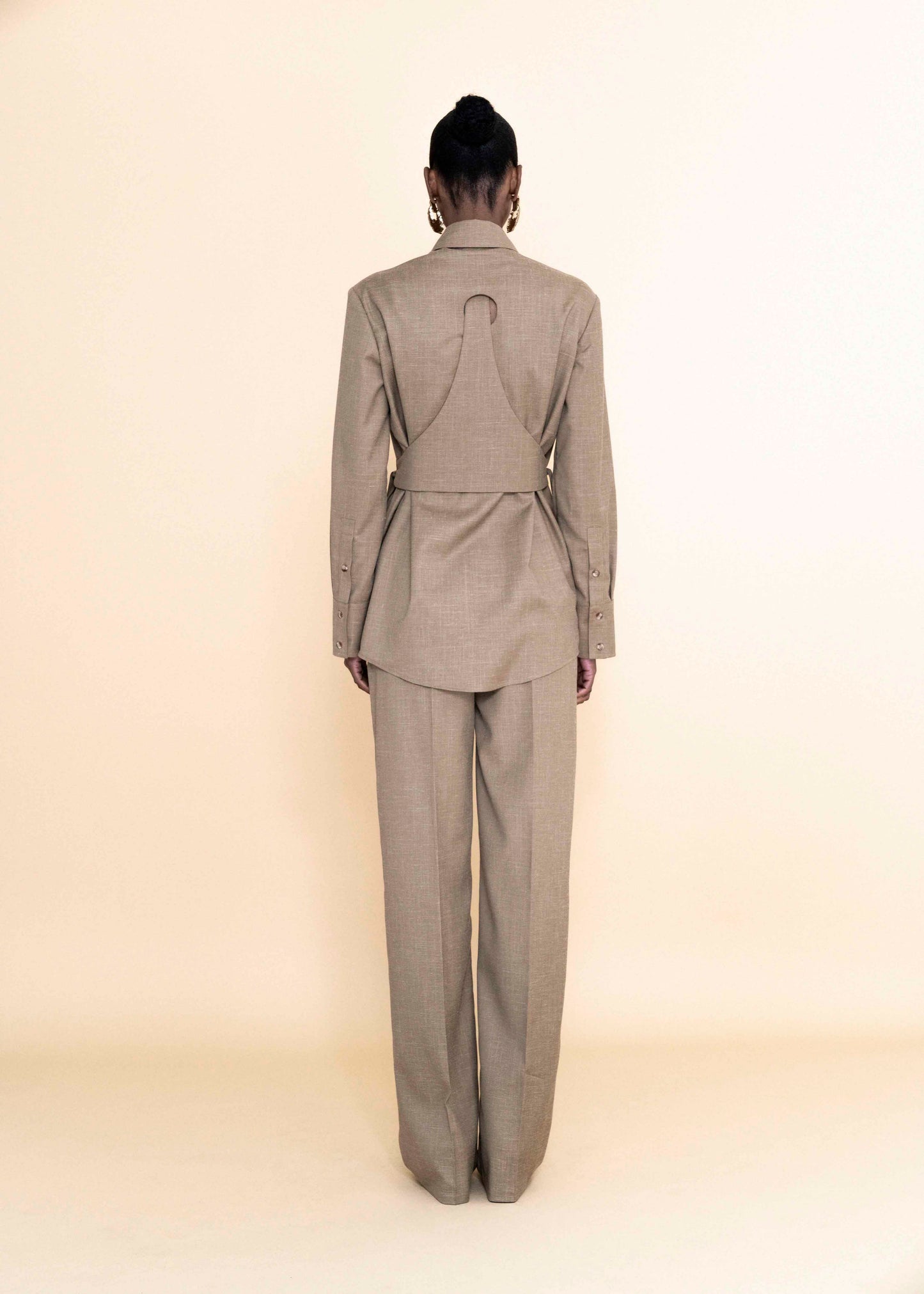 Tan Brown Tie Shirt