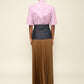 Wool Denim Pleated Skirt