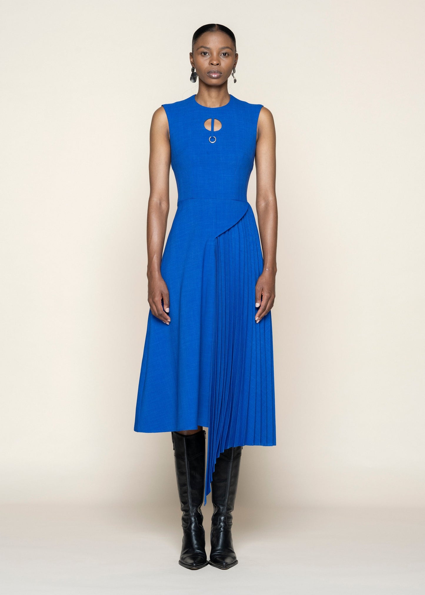 Keyhole Side Pleat Dress