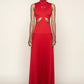 Red Pleated Maxi Dress