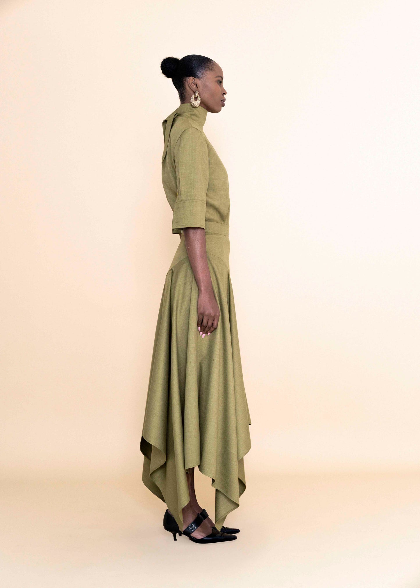 Pomelo Olive Cascading Skirt