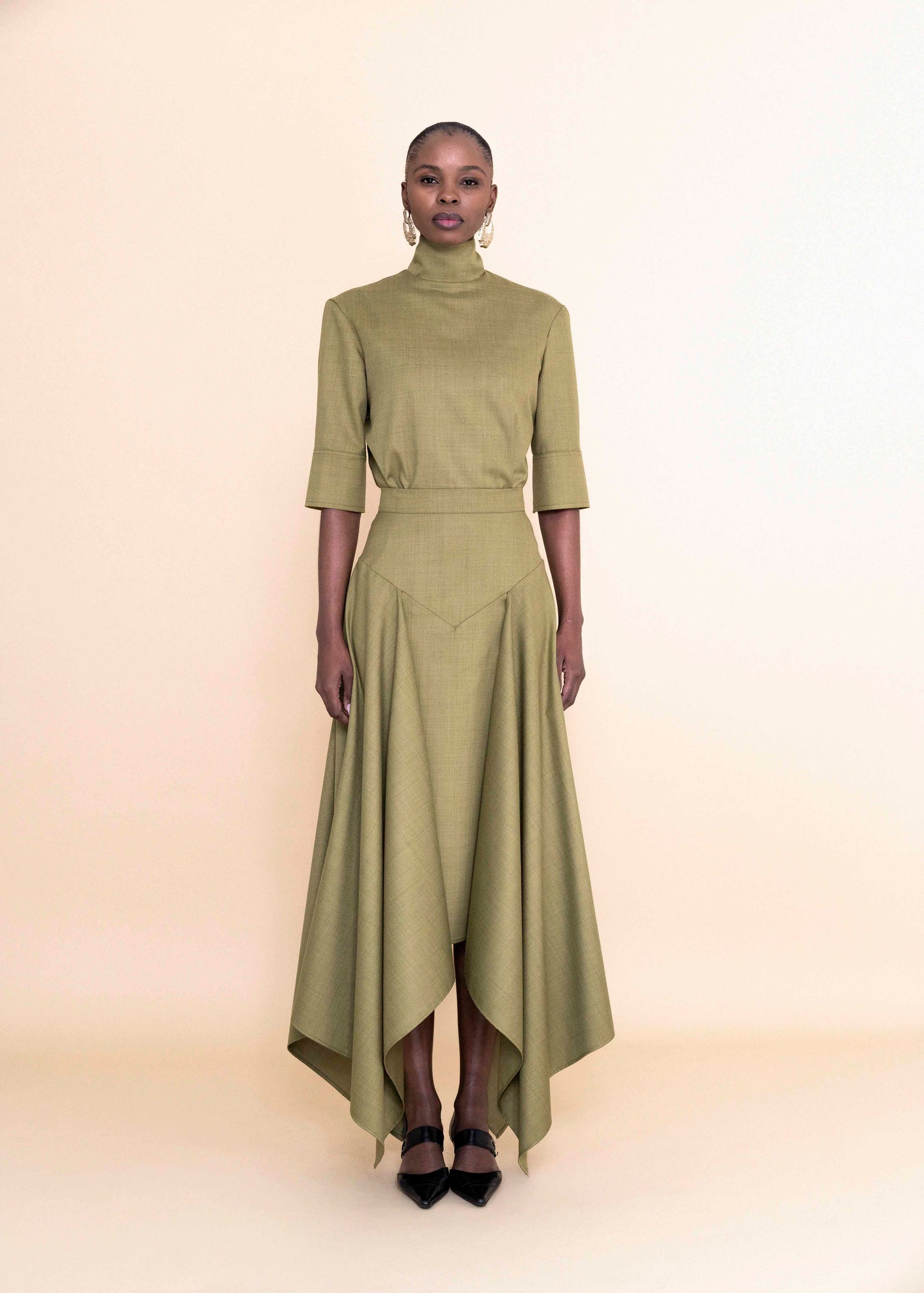 Pomelo Olive Cascading Skirt