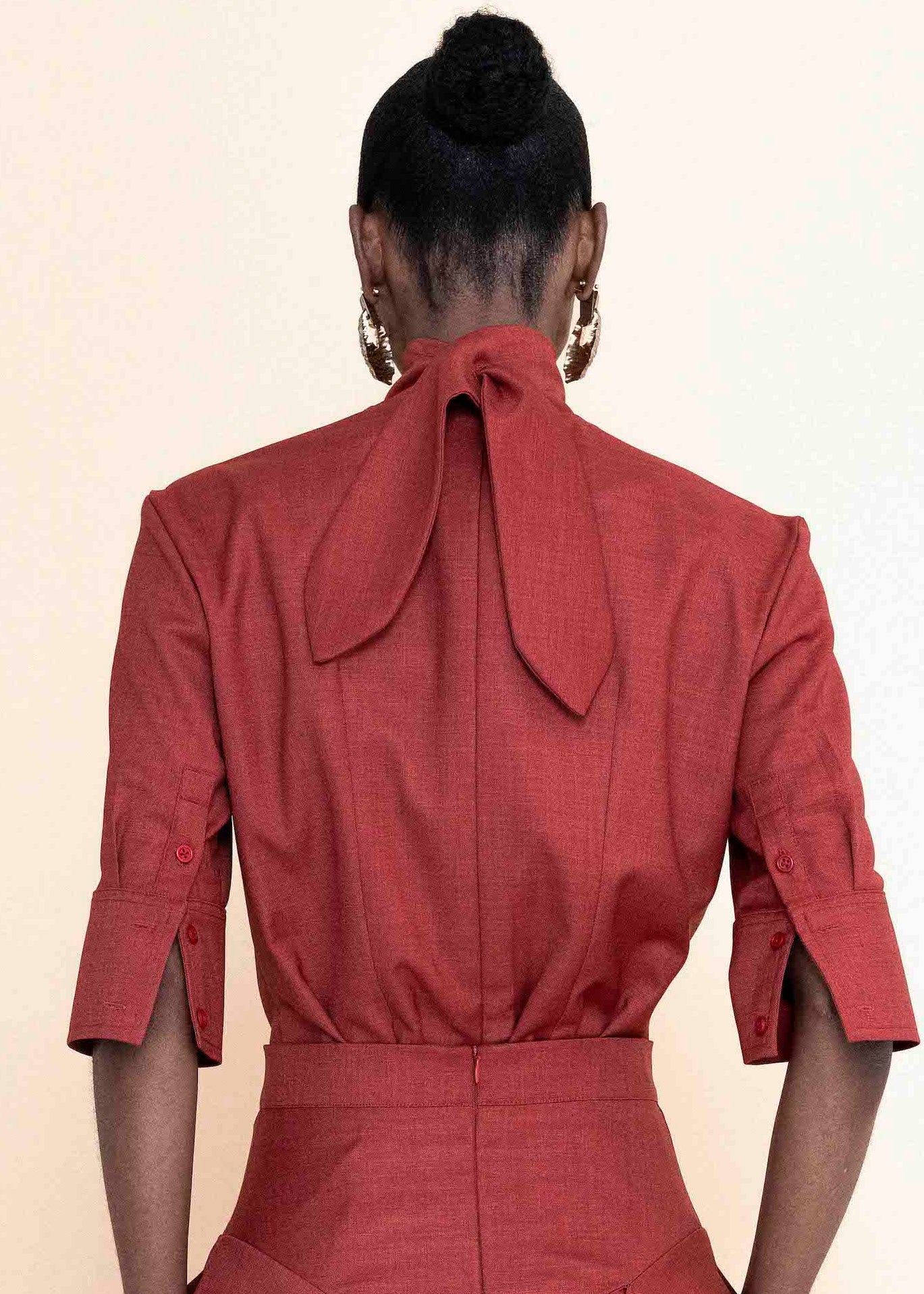 Ruby Red High Neck Blouse