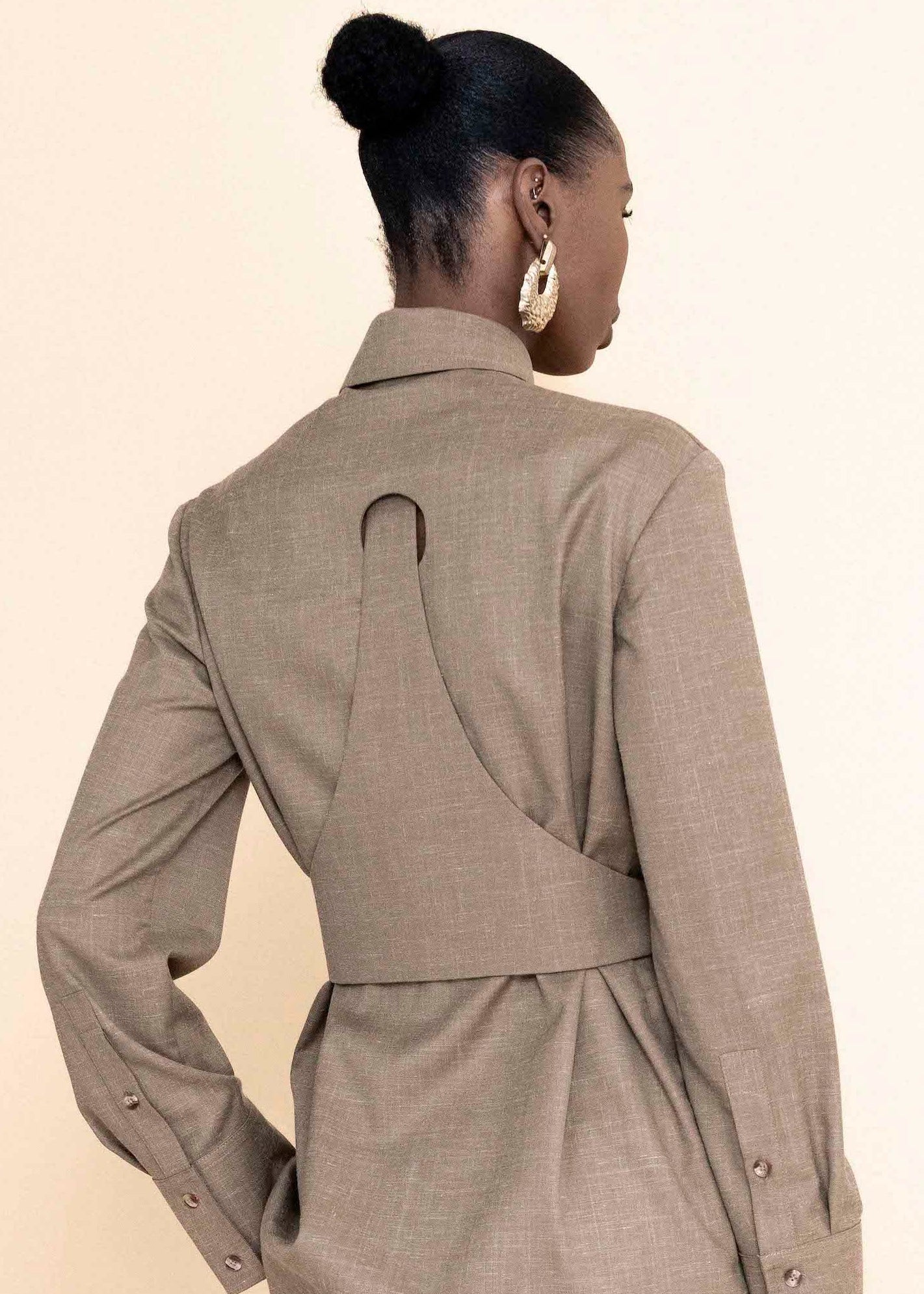 Tan Brown Tie Shirt
